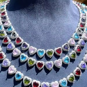 colorful clustered heart necklace